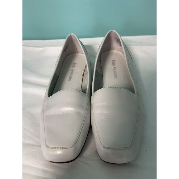 Enzo Angiolini‎ Womens 5.5 White Leather Loafers Slip On Vintage S-322 - Picture 1 of 7